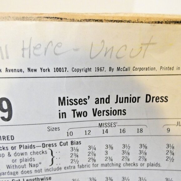 Vintage Sz 11 Misses Dress Pattern McCall's #8959 Bust 31 1/2 DIY 2 Version 60's - Picture 5 of 5